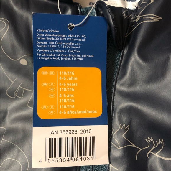 NWT Lupilu Waterproof Fleece Lined Dinosaur Jacket Rain Coat Kids Sz 4-6 4-5 5-6 - Picture 3 of 9